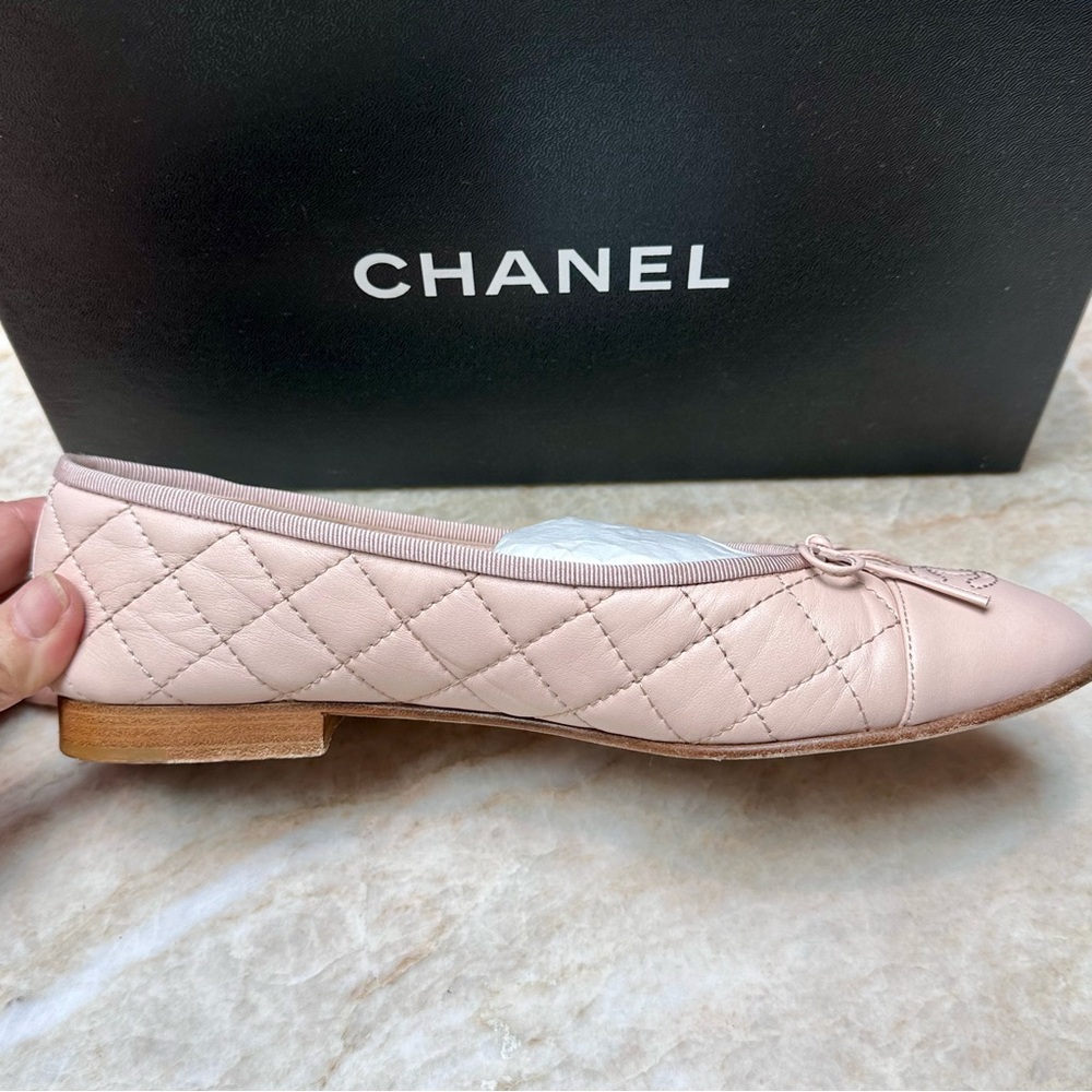 CHANEL Ballet flats Sz.39 Beige/Blush w/Box, shoe bags, docs. - Picture 9 of 16